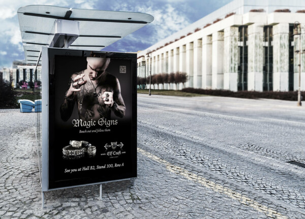 Messeplakat-Kampagne für den Schmuckhersteller Elf Craft aus Hamburg Elf Craft Großflächenplakat "Magic Signs"