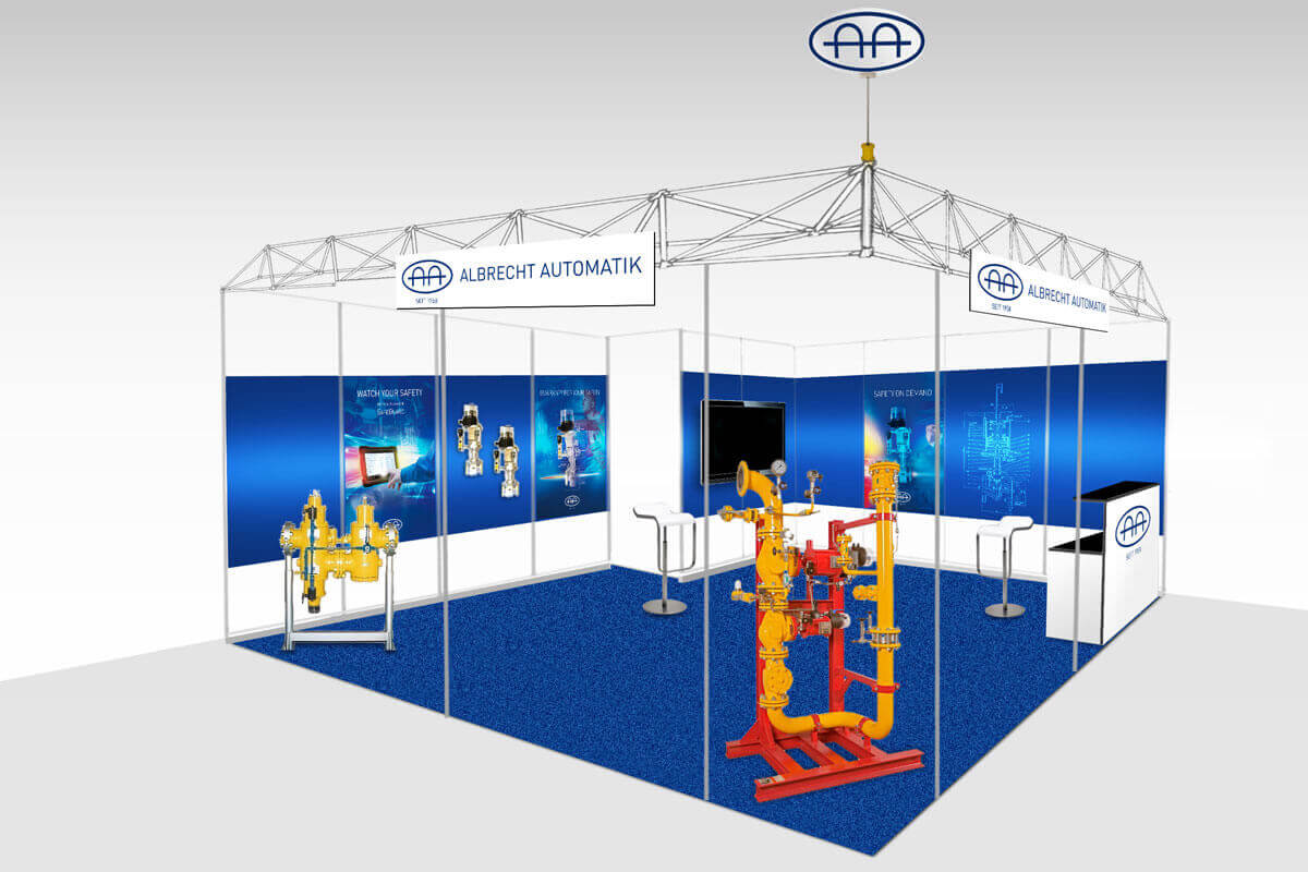 Messestandgestaltung in der Theorie Valve World Messestand-Konzept als Aufriss für Albrecht-Automatik