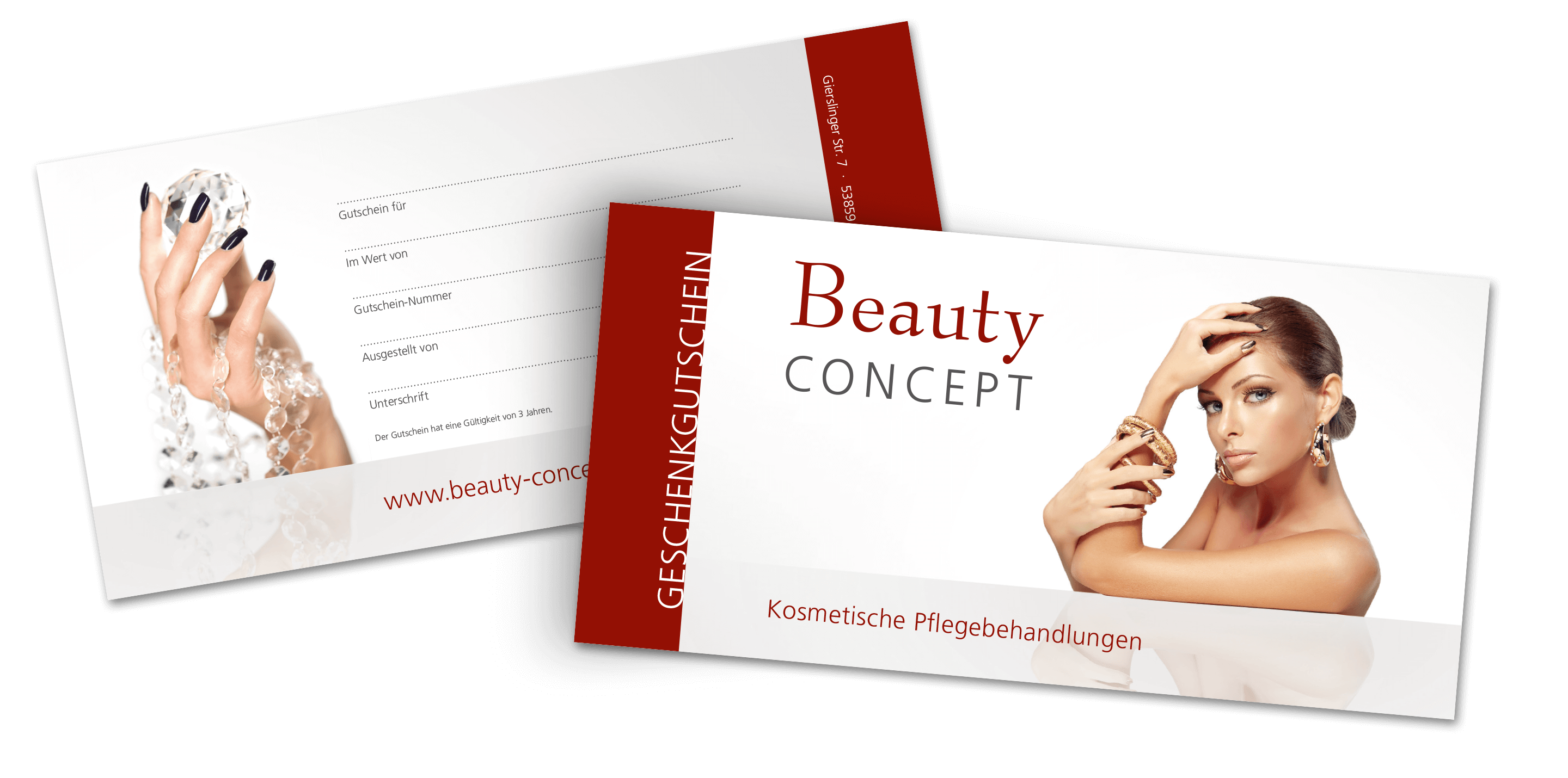 Gutscheinkarten erstellen und gestalten Beauty Concept Geschenkgutschein