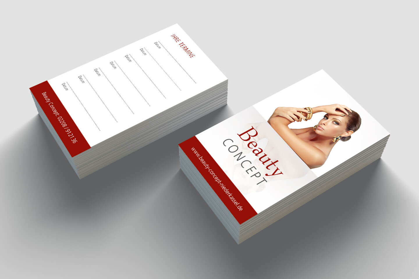 Termininoformation an Kunden Beauty Concept Terminkarten