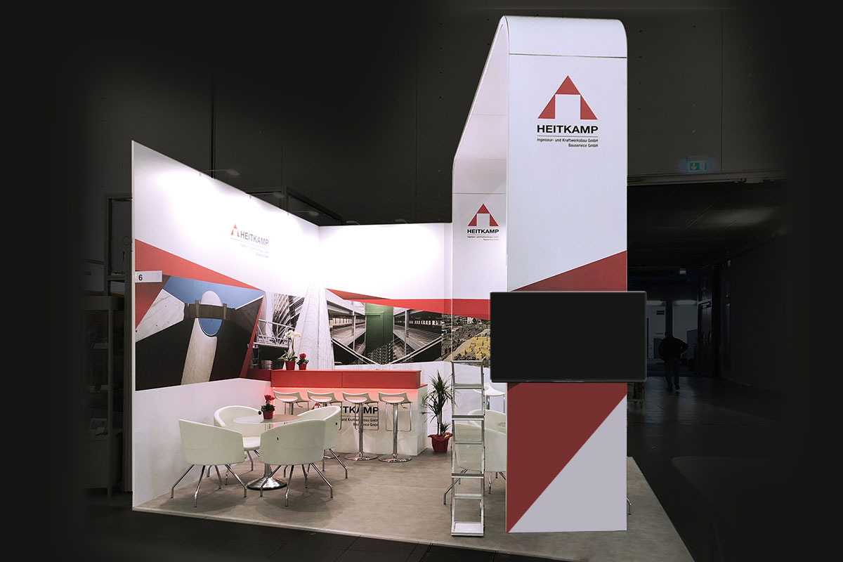 Innenansicht des Messestand-Entwurf für den Messestand von Heitkamp Industrial Solutions
