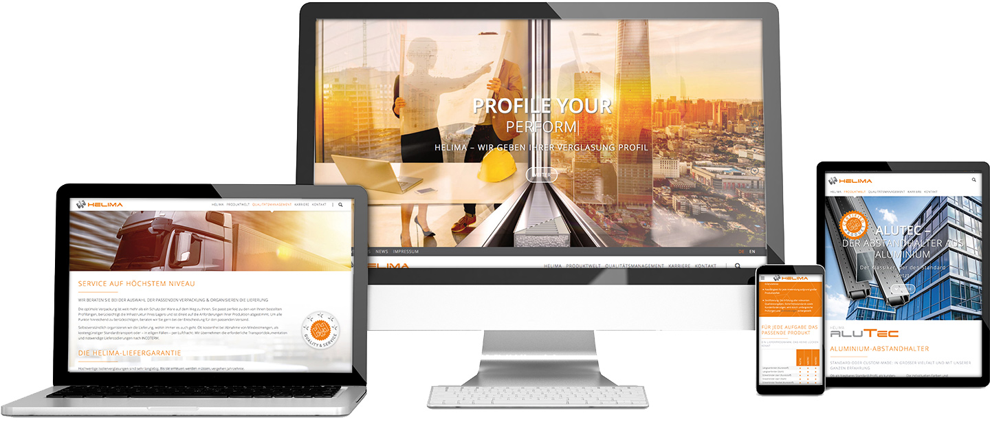 Helima.de – neuer Internetauftritt mit Profil www.helima.de Website auf diversen Devices