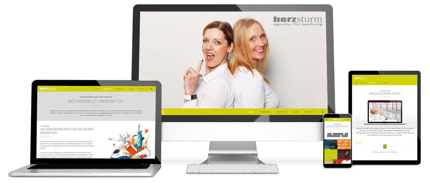 Herzsturm Website Relaunch (RWD, Contao) auf verschiedenen Devices