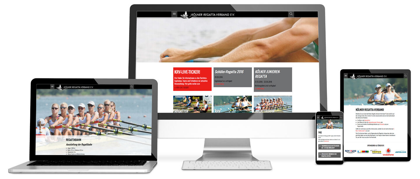 Reaktionsfähiges Webdesign für den Ruderverein auf www.koelner-regatta-verband.de