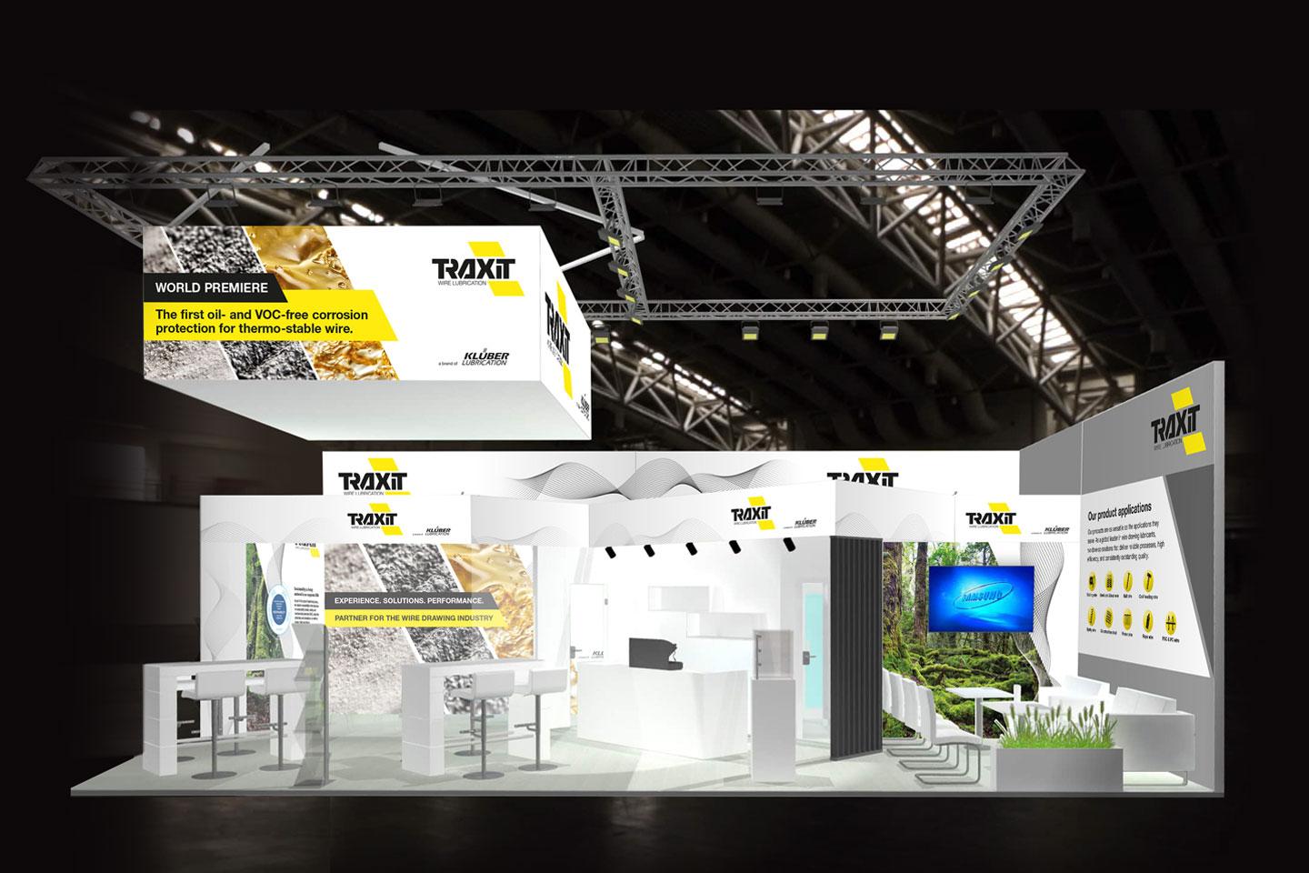 Konzept-Layout für den Traxit Messestand der Wire 2026